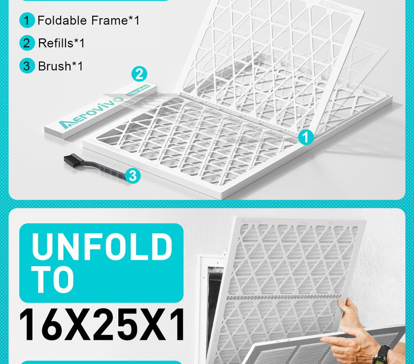 16x25x1 Air Filter MERV 8, 1 Pack Media with Reusable Frame, Reusable AC HVAC FurnaceFilter