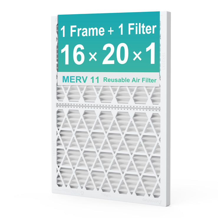 16x20x1 Air Filter MERV 11, 1 Pack Media with Reusable Frame