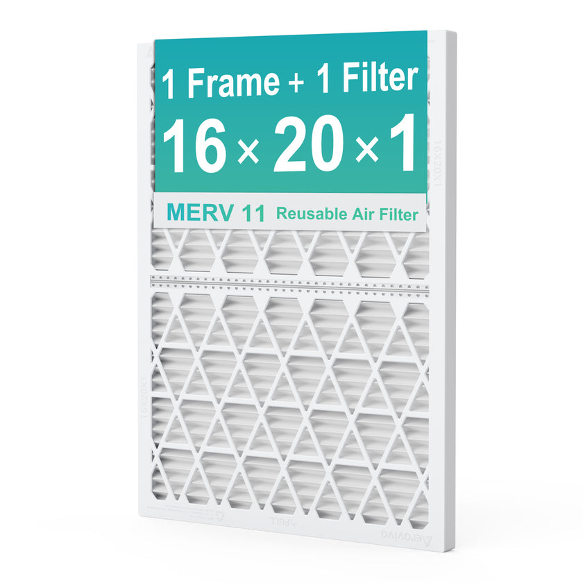 16x20x1 Air Filter MERV 11, 1 Pack Media with Reusable Frame