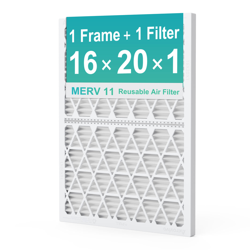 16x20x1 Air Filter MERV 11, 1 Pack Media with Reusable Frame