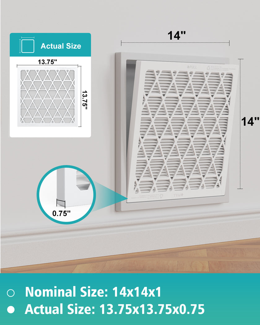 14x14x1 Air Filter MERV 8, 6 Pack Replaceable Filter Paper with Reusable Frame