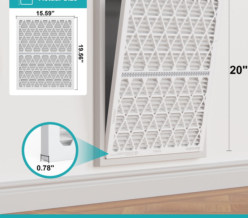 16x20x1 Air Filter MERV 8, 6 Pack Replaceable Filter Paper with Reusable ＆Foldable Frame