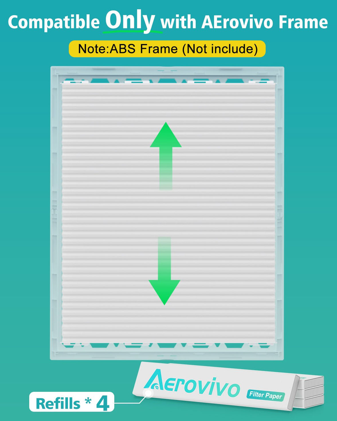 4 Pack MERV 13 16x20x1 Air Filter Refills (Only for AErovivo Frame)