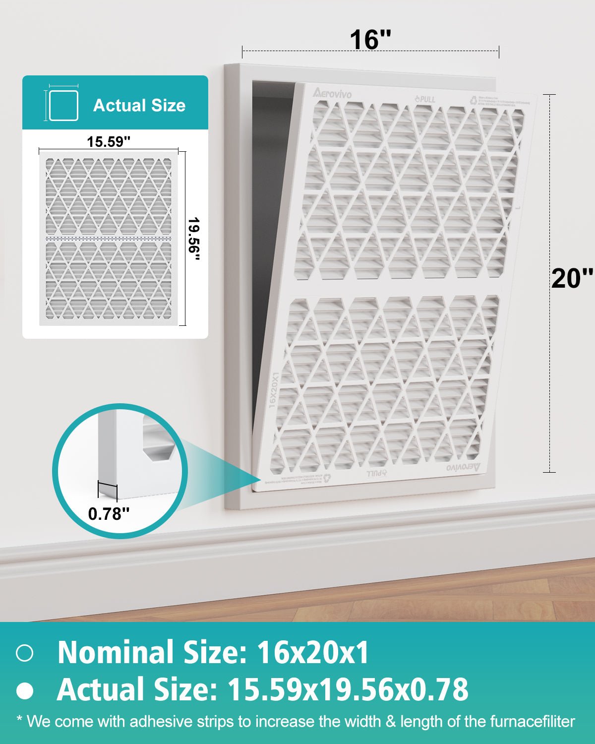 16x20x1 Air Filter MERV 13, 1 Pack Media with Reusable Frame