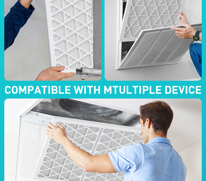 14x30x1 Air Filter MERV 11, 6 Pack Refills with 1 Foldable ABS Frame, Reusable AC HVAC Furnace Filter