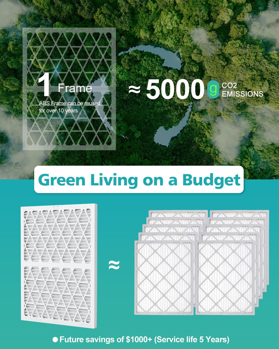 16x20x1 Air Filter MERV 13, 1 Pack Media with Reusable Frame